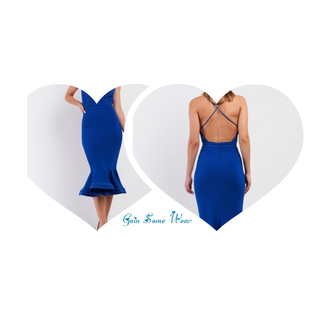 Lady in Royal Blue Mermaid Flare Tail Dress - Picture 4 of 6